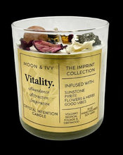 Load image into Gallery viewer, IMPRINT COLLECTION- VITALITY- THE GOOD VIBES CRYSTAL INTENTION CANDLE
