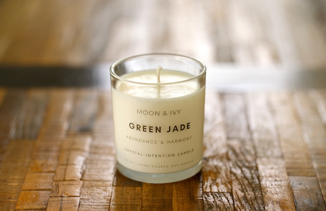 Green Jade Crystal Candle