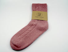 Load image into Gallery viewer, Cable Knit Cashmere Socks 100% Pure Mongolian 7 Gauge cashmere
