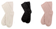 Load image into Gallery viewer, Cable Knit Cashmere Socks 100% Pure Mongolian 7 Gauge cashmere
